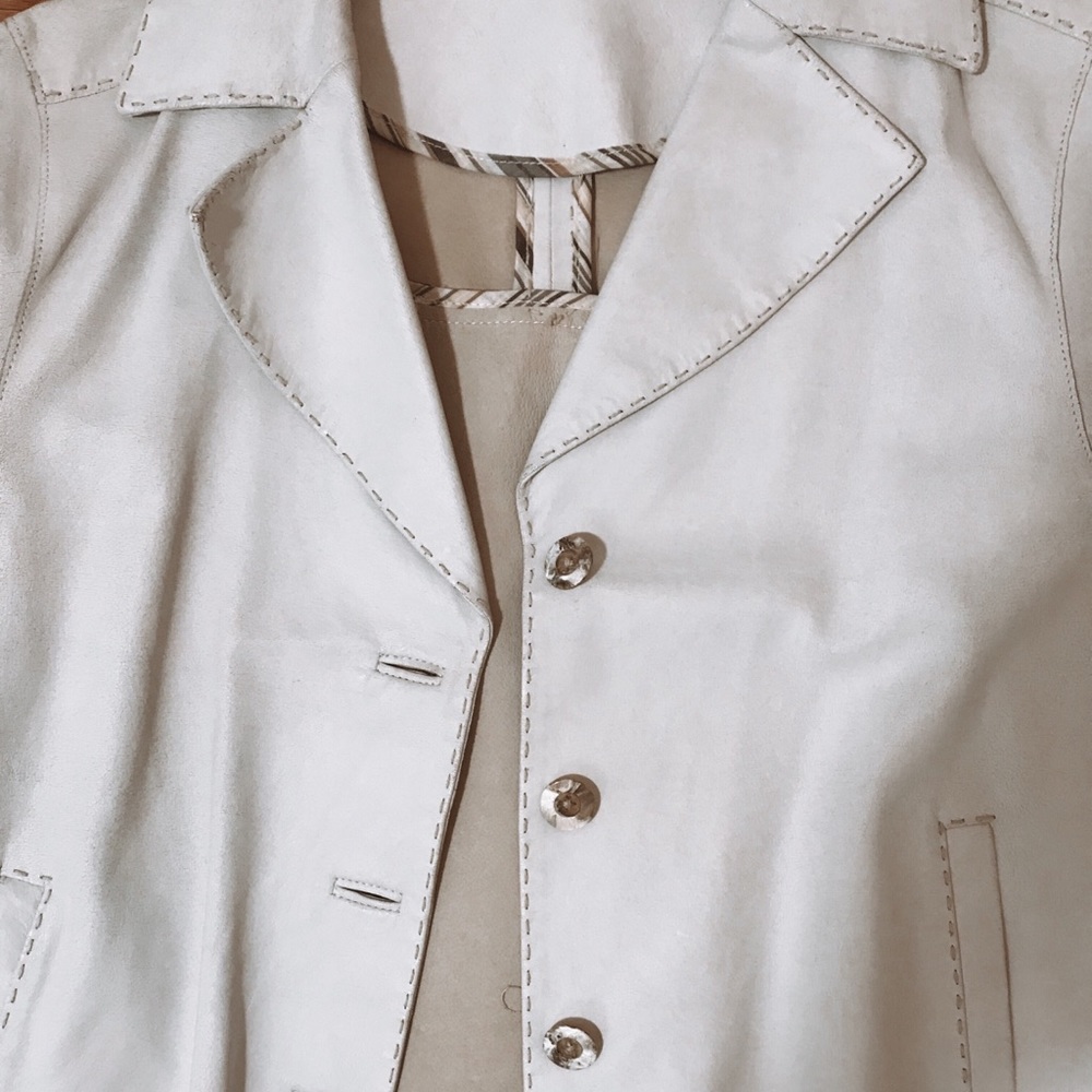 Off White Button Down Leather Jacket - image 3